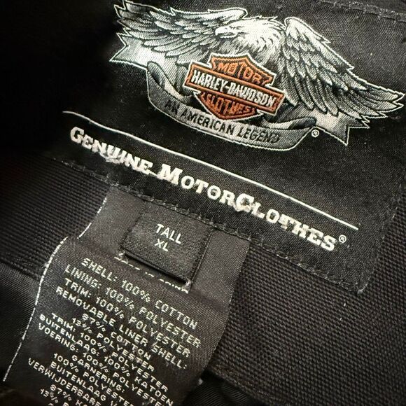 Harley Davidson Utility Jacket Grey Black Skull Moto Motorcycle Canvas XL - Picture 3 of 5